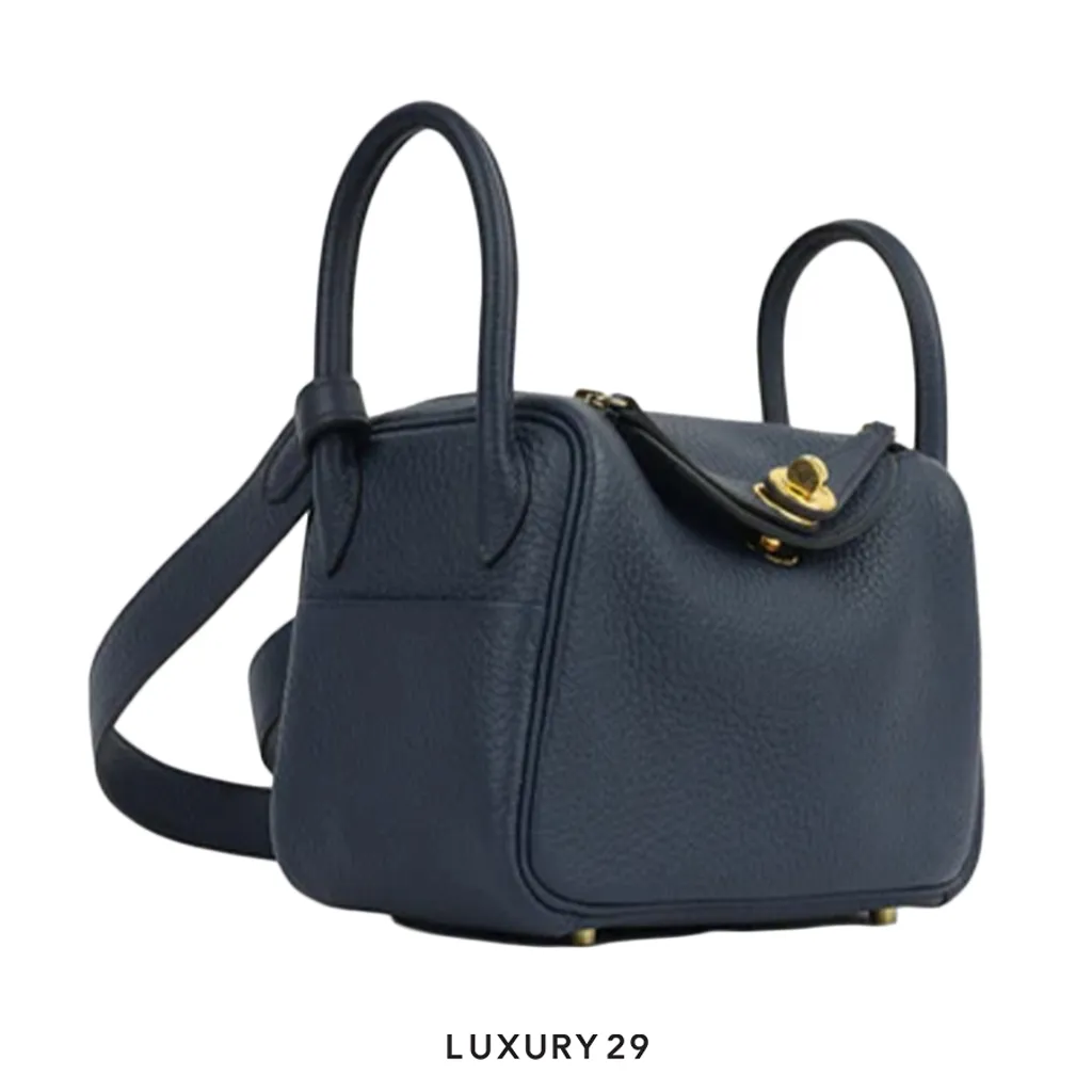 Hermes Lindy Mini II Bleu de Prusse(Mini, Blue)
