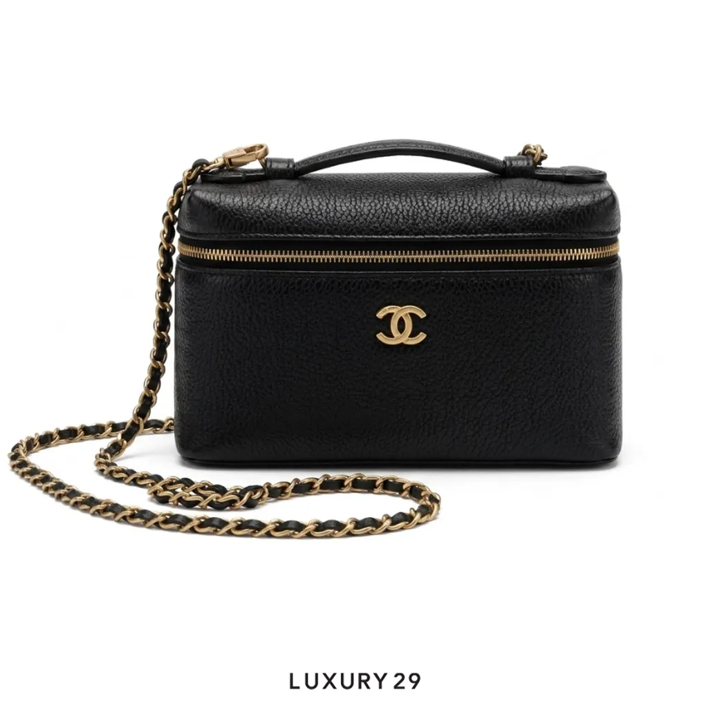 Chanel Metiers d’art 2026 Small Vanity with chain Grained Calfskin & Gold-Tone Metal Black(Small, Black)