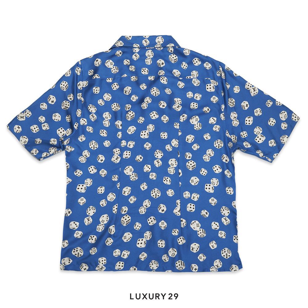 Louis Vuitton LV Dice Blue Button Up Shirt(2XL, Blue)