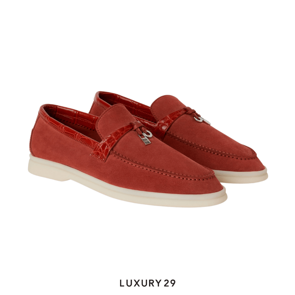 Loro Piana Summer Charms Walk Suede Raw Sienna(40, Brown)
