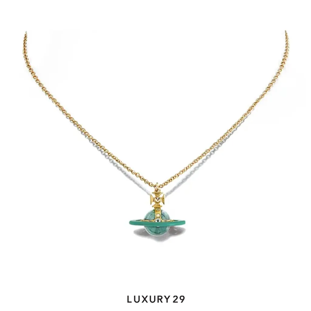 Vivienne Westwood Petite Original Orb Pendant Gold-Green Transparent Light Mint Enamel-Light(Free Size, Green)