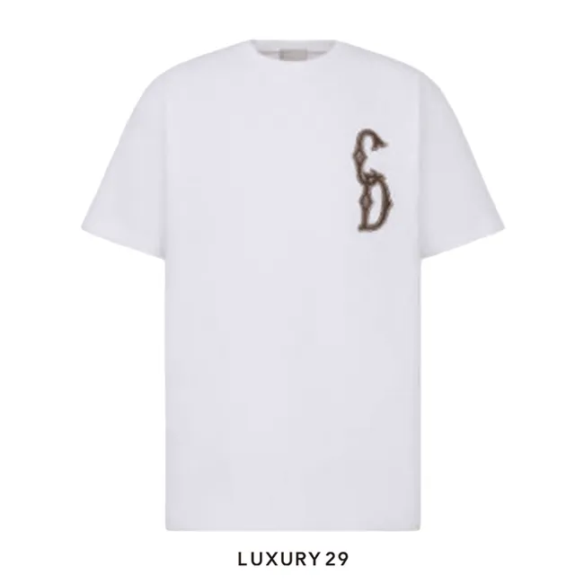 Dior CD Interlaced Relaxed-Fit T-Shirt White Organic Cotton Jersey