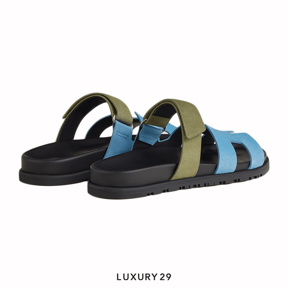 Hermes Chypre sandal Bleu Cameo / Vert Celadon(38.5, Multicolour)