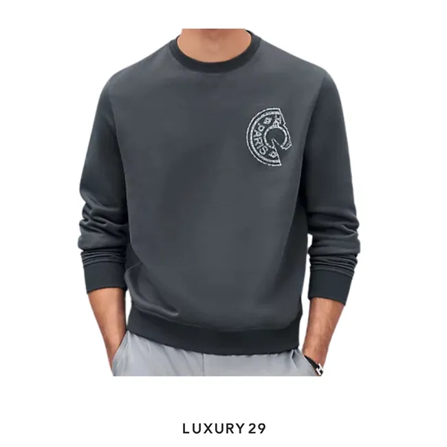 HERMES Crewneck sweater with Clou de Selle detail Orage