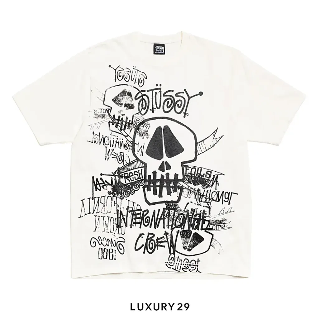 STUSSY SKULLS TEE PIGMENT DYED NATURAL(S, Neutrals)