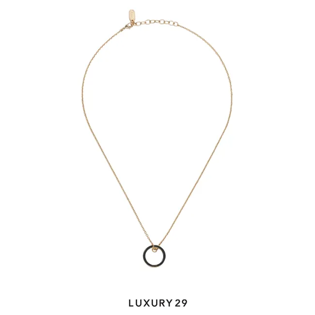 Dior Night Code Necklace Gold-Finish Metal, Crystals and Black Lacquer