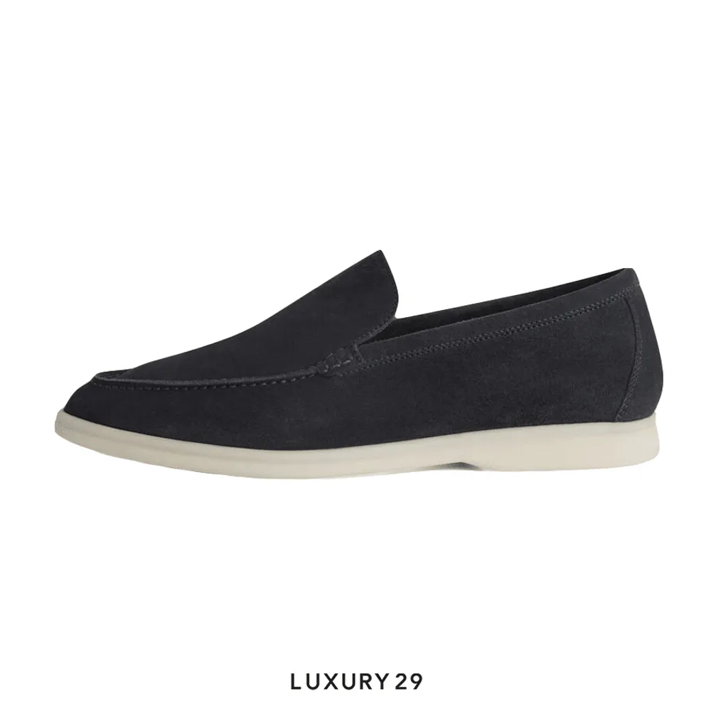 Loro Piana Summer Walk Loafers Suede Classic Blue(40, Blue)