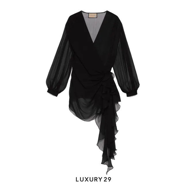 Gucci Silk chiffon top in black