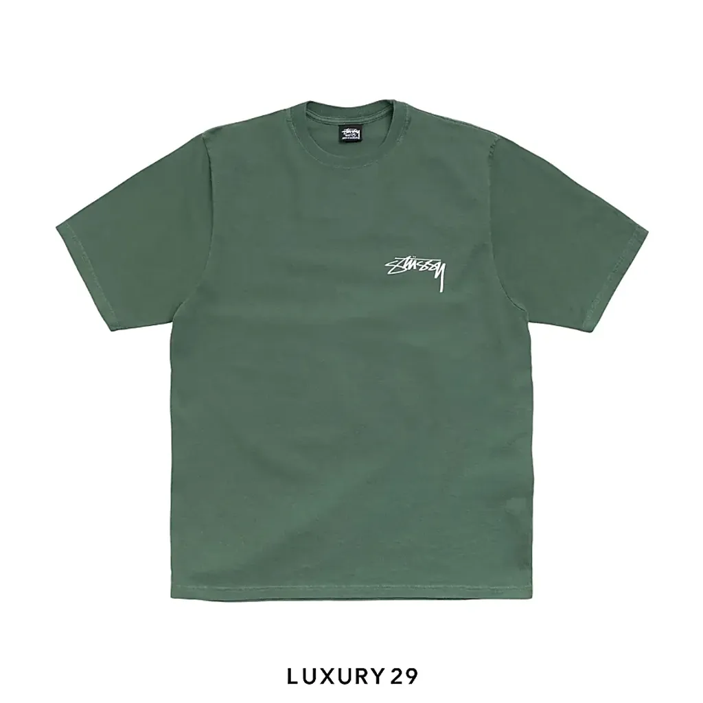 STUSSY SKATE STACK TEE PIGMENT DYED PINE(M, Green)