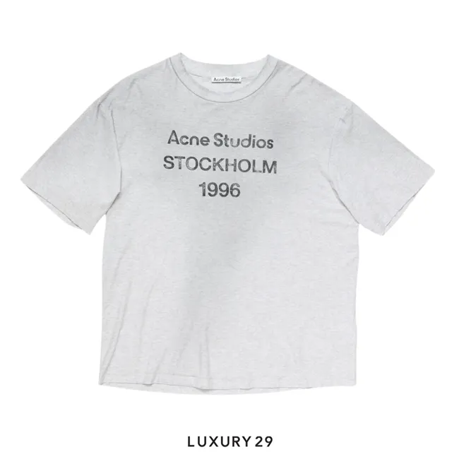 Acne Studios Sprayed logo t-shirt Pale Grey Melange
