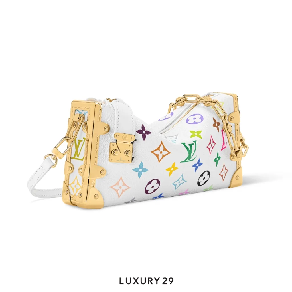 Louis Vuitton LV x TM Slim Trunk Bag Cowhide leather Multicolor/White(Small, White)