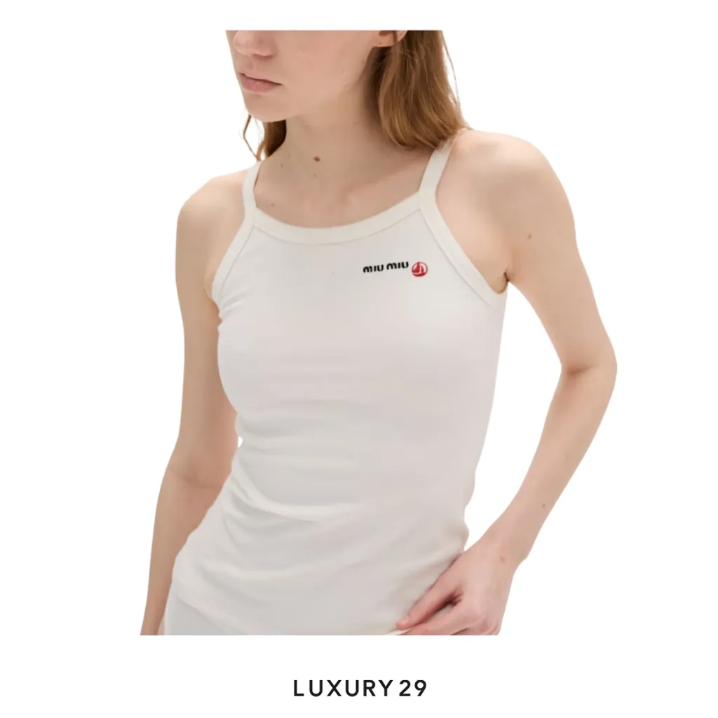 MIU MIU Petit Bateau X Miu Miu stretch jersey top White(S, White)