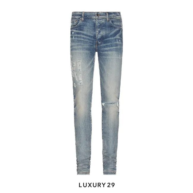 AMIRI DISTRESSED LOGO JEAN CLAY INDIGO