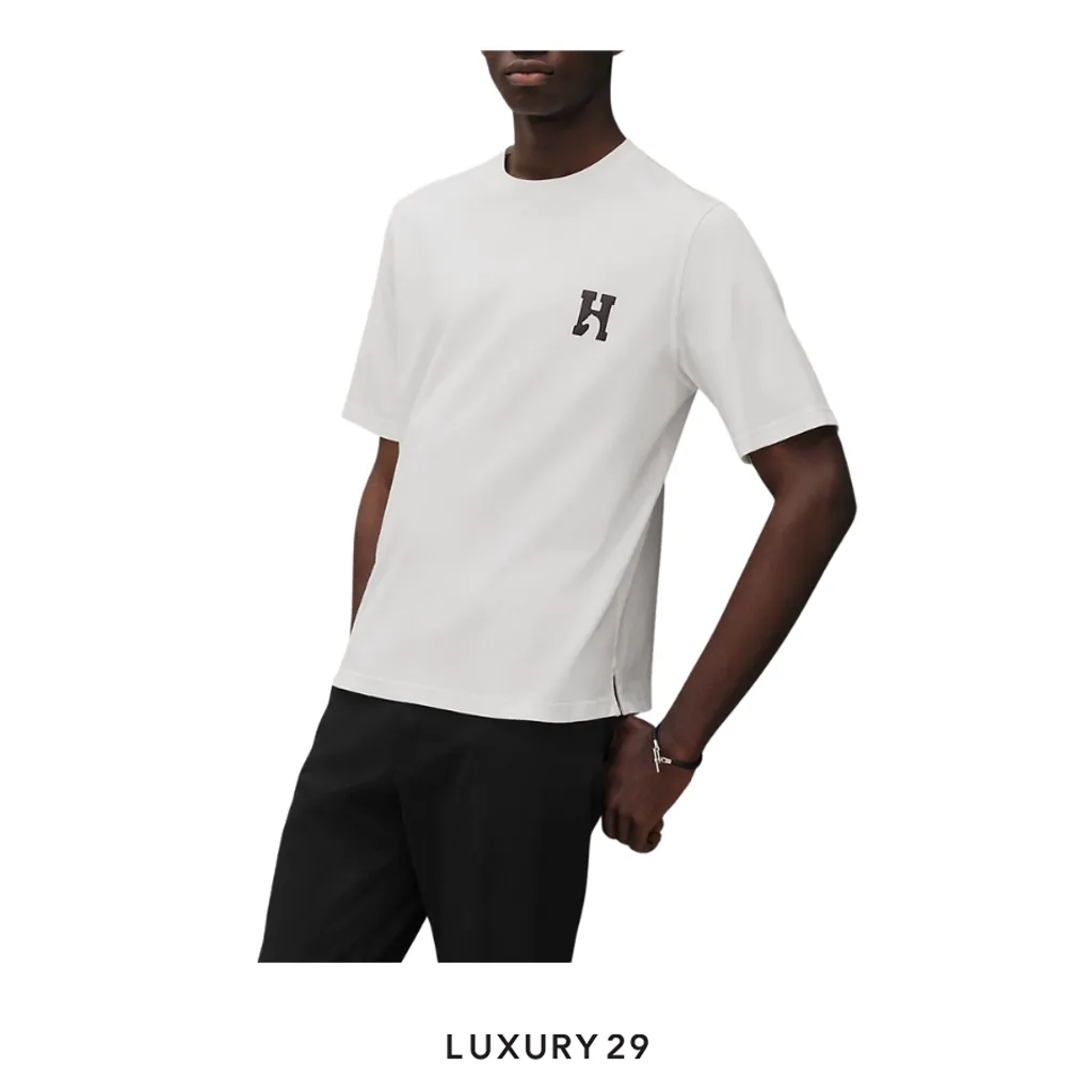 【大人カジュアル☆】Hermes H'Cheval レザーパッチ Tシャツ H'Cheval
