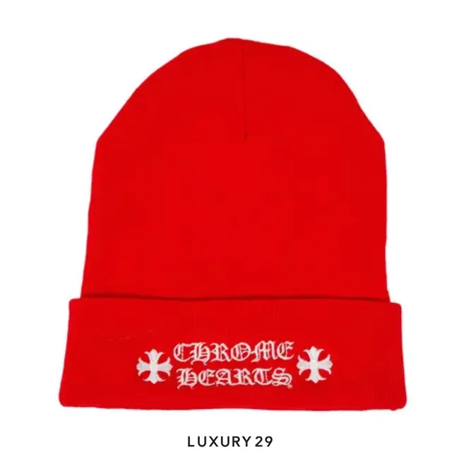 Chrome Hearts Script Beanie Red/White