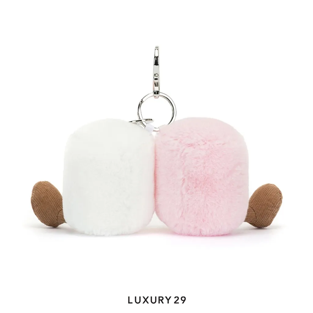 JellyCat Amuseables Pair of Marshmallows Bag Charm(Small, Multicolour)