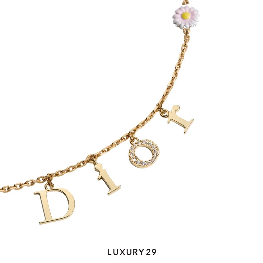 Dior Mini Daisy Necklace Gold-Finish Metal, Crystals and Multicolor Lacquer(Free Size, Gold)