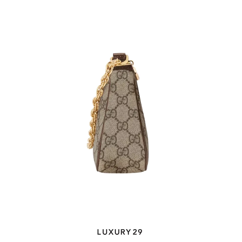 Gucci Ophidia small shoulder bag Beige and dark brown GG Supreme(Small, Brown)