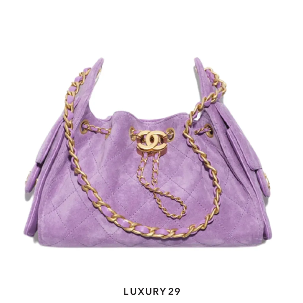 Chanel 25 Mini Handbag Suede Calfskin & Gold-Tone Metal Purple(Mini, Purple)