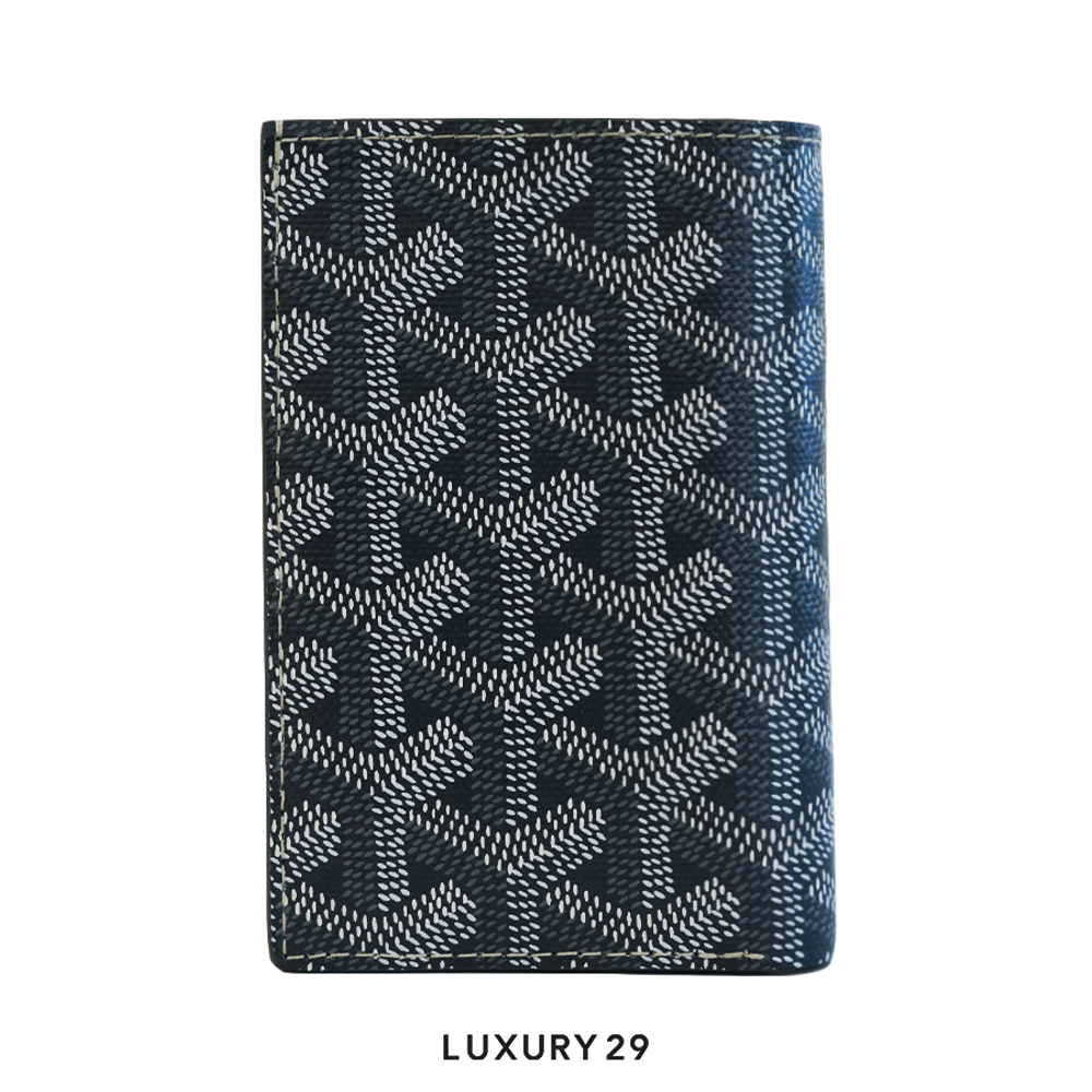 Goyard Saint-Pierre Card Wallet Grey Hand-Painted Heart Navy(Small, Grey)
