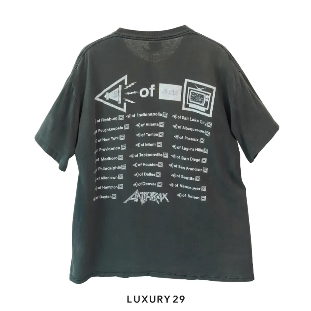 Not Applicable Vintage ANTHRAX NY 1998s' T-shirt Black(XL, Black)