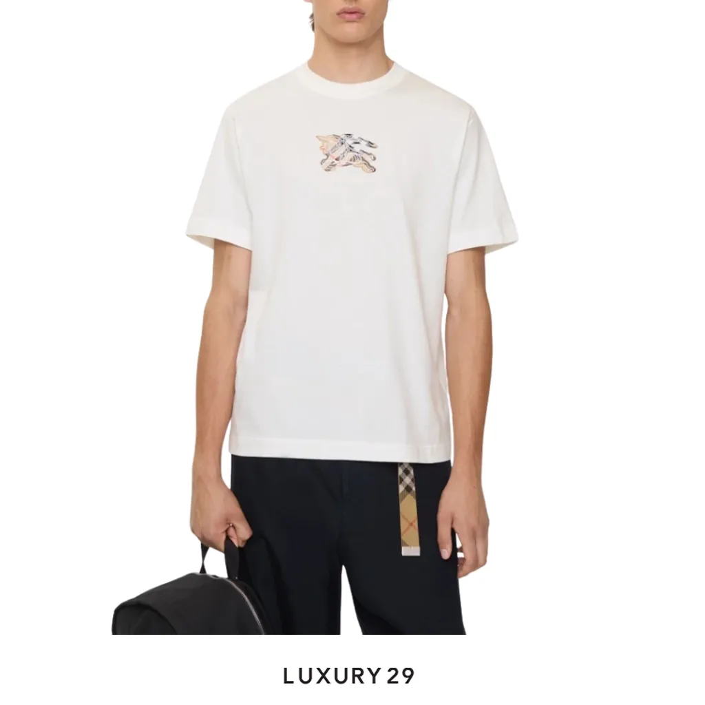 Burberry EKD Check Cotton T-shirt Chalk White(S, White)