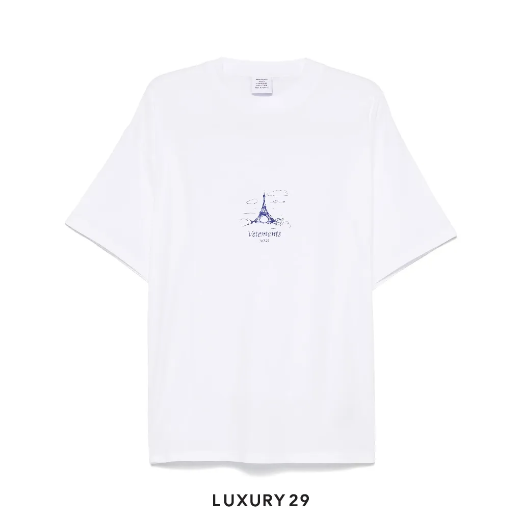 VETEMENTS Eiffel Tower T-shirt White(S, White)