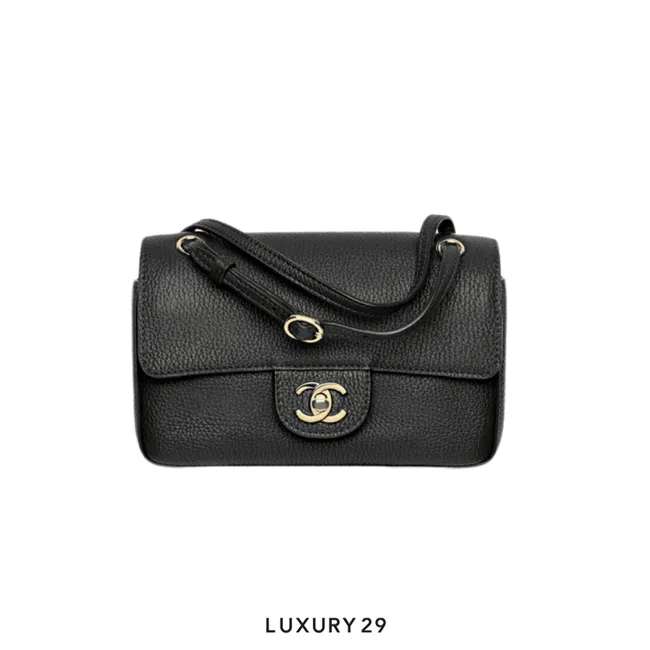 Chanel Mini Preppy Coco Flap Bag Grained Calfskin & Gold-Tone Metal Black