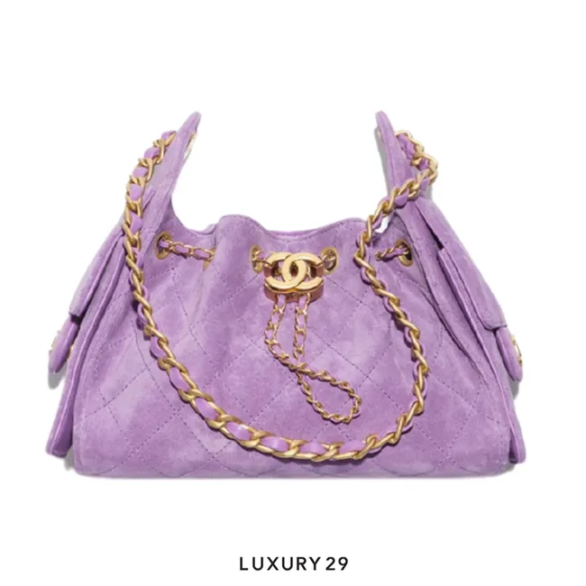 Chanel 25 Mini Handbag Suede Calfskin & Gold-Tone Metal Purple