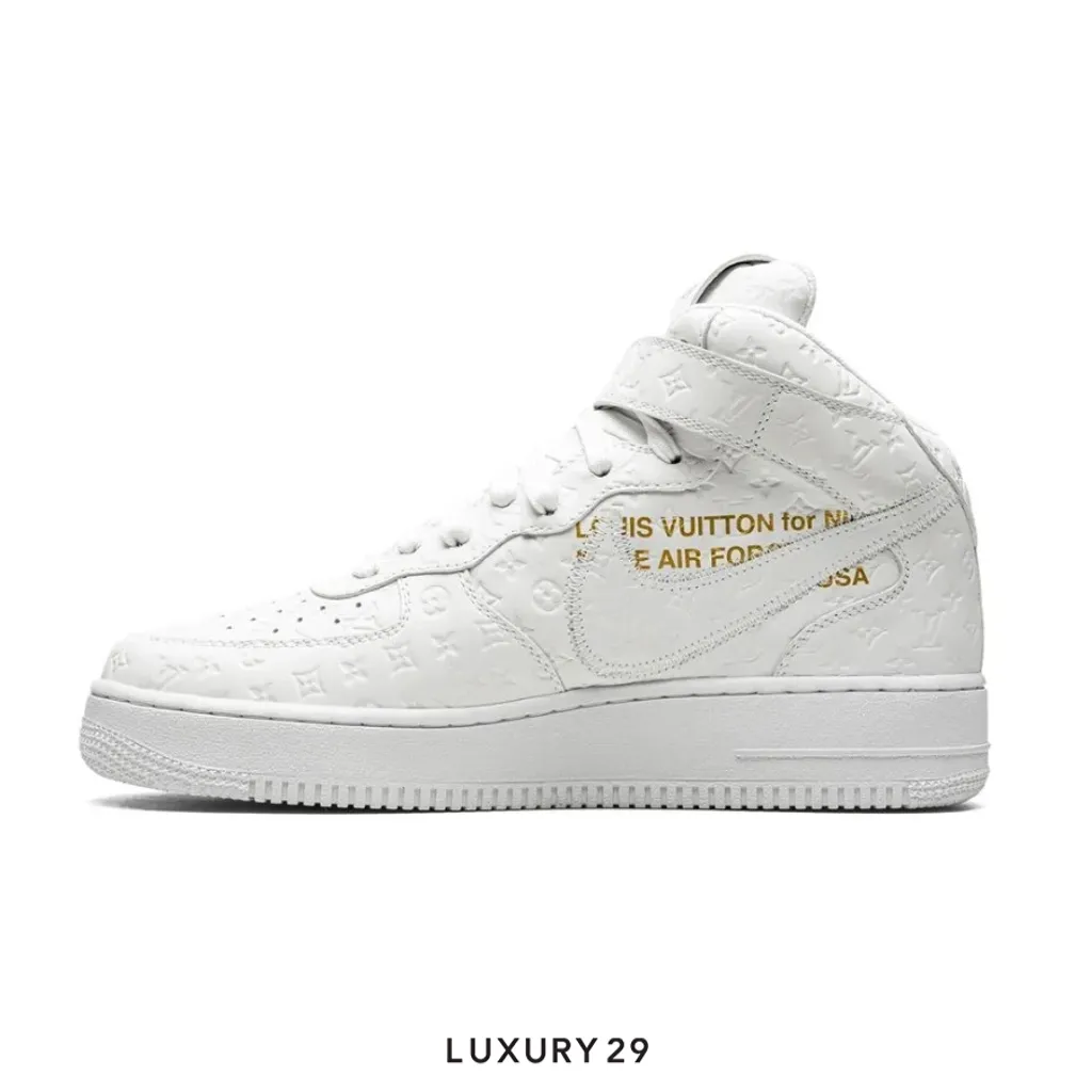 Louis Vuitton LV Nike Air Force 1 Mid By Virgil Abloh White(M)(41.5, White)