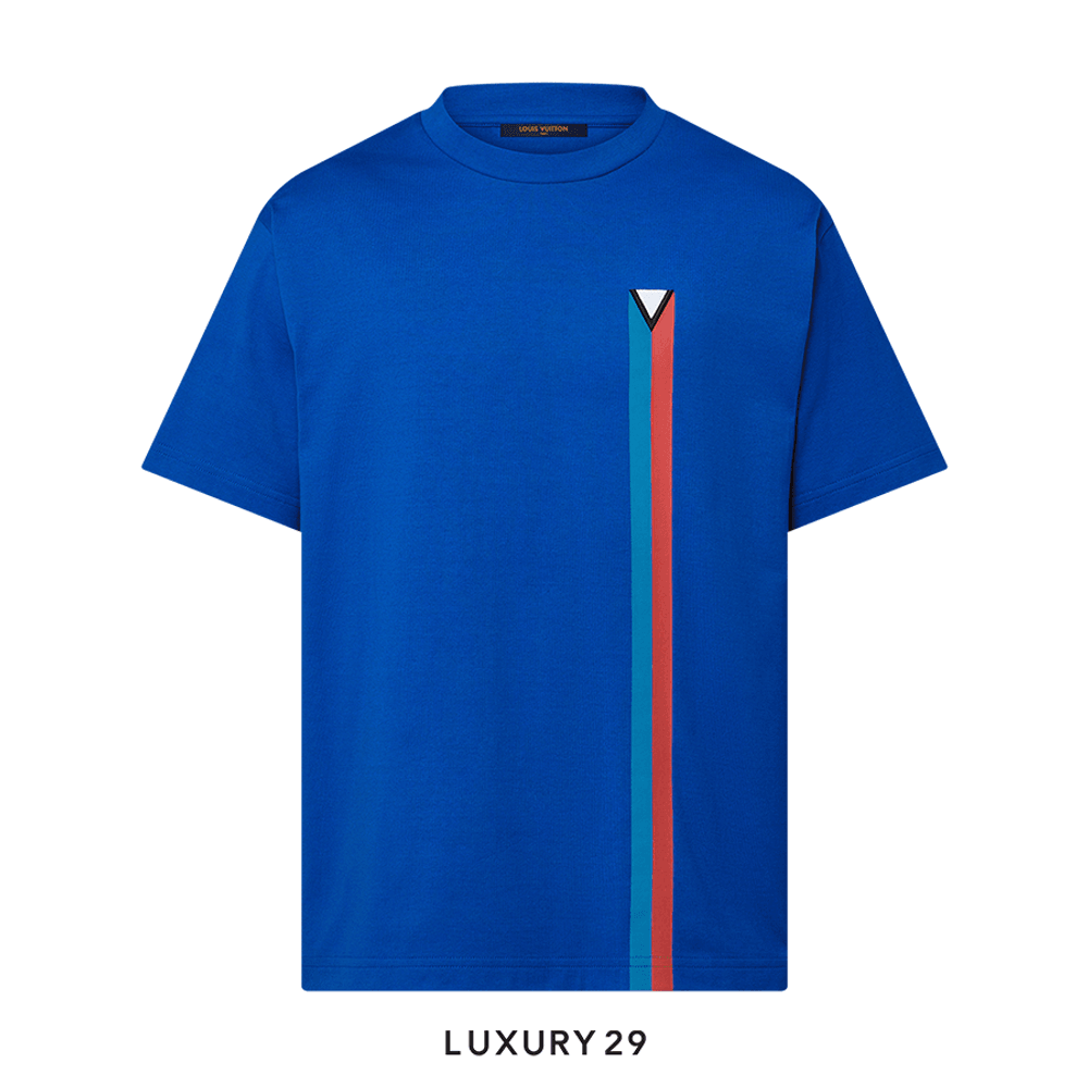Louis Vuitton LV Short-Sleeved Embroidered Cotton T-Shirt(S, Blue)