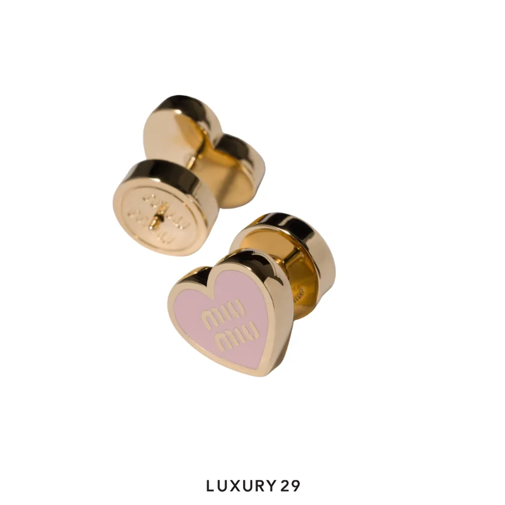 MIU MIU Metal earrings The simple heart shape Pink(Free Size, Pink)