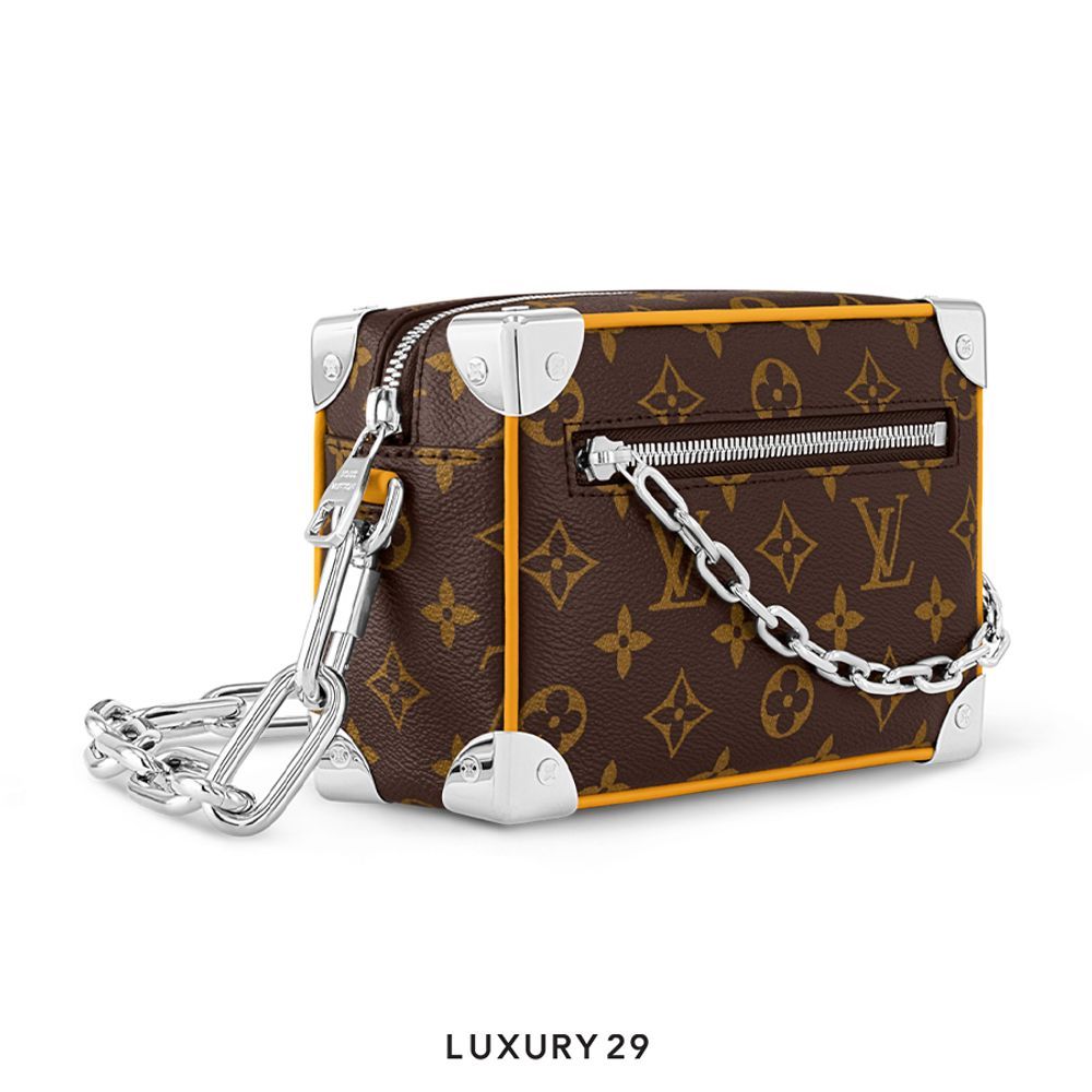 Louis Vuitton LV Mini Soft Trunk Bag Monogram Macassar canvas with silver-toned hardware and cowhide leather Safran Yellow(Small, Brown)