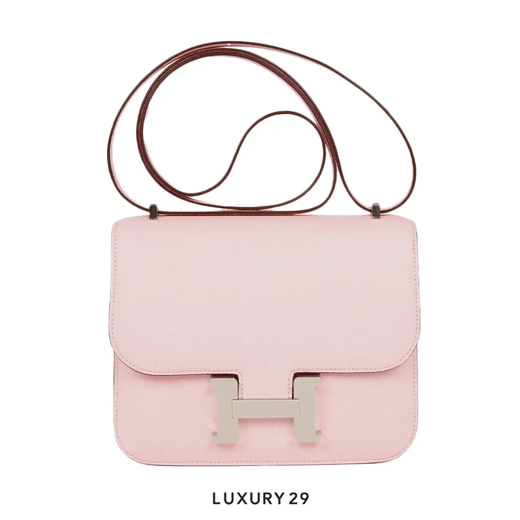 Hermes Constance 18 Rose Sakura Chevre Palladium Hardware(Mini, Pink)