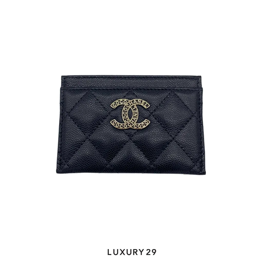 Chanel Card Holder Wallet Black Caviar with CC Logo(Small, Black)