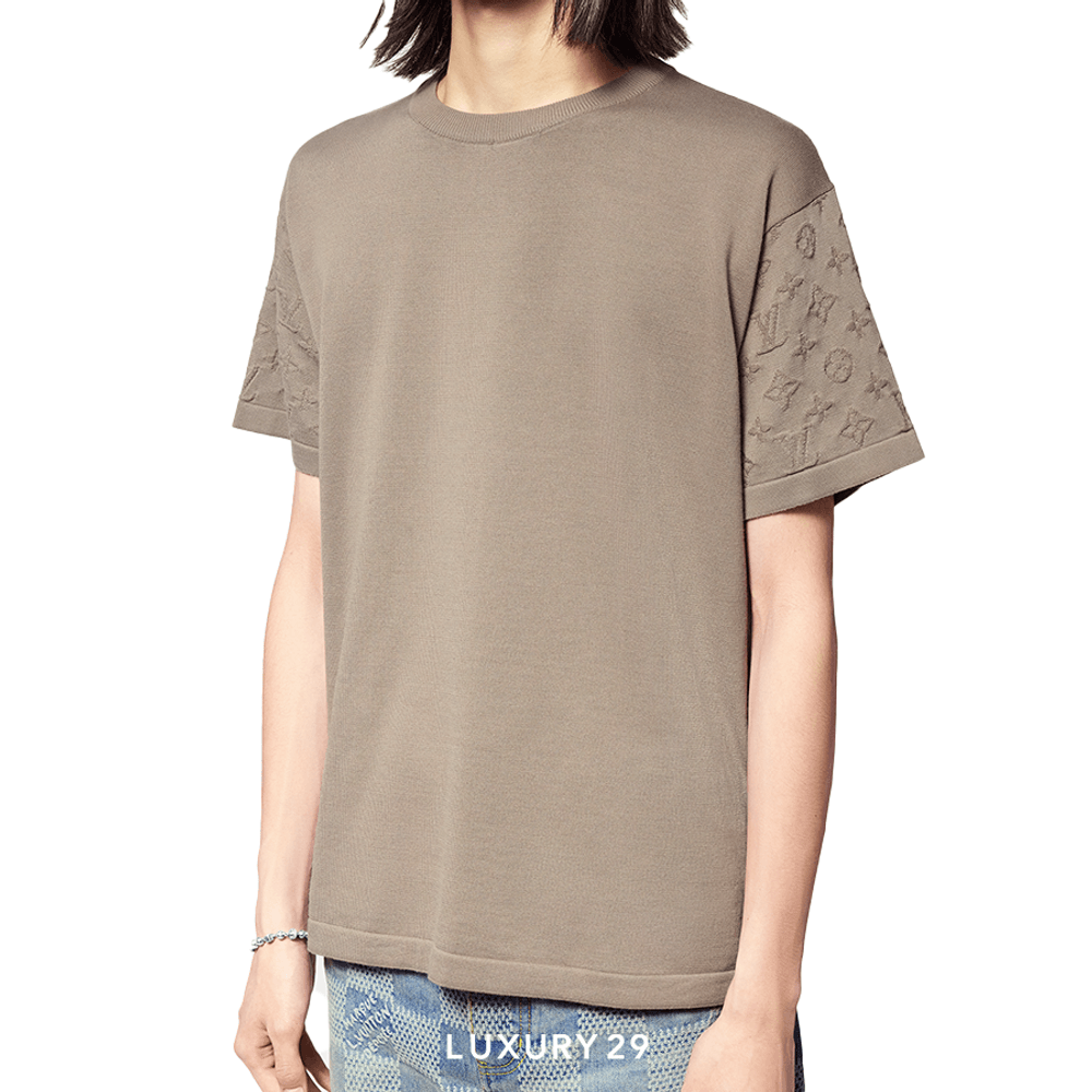 Louis Vuitton LV Short-Sleeved Cotton Crewneck Biege(M, Brown)