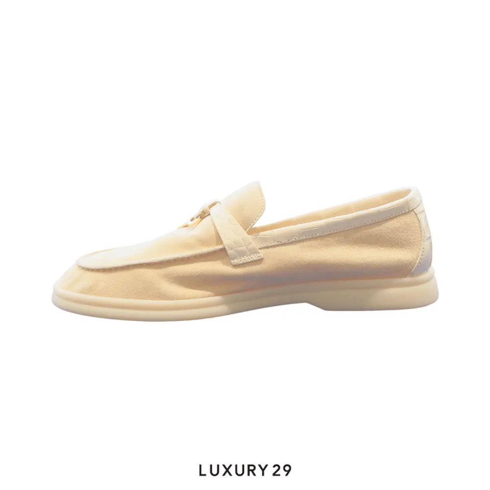 Loro Piana Summer Charms Walk Suede Lemon Meringue