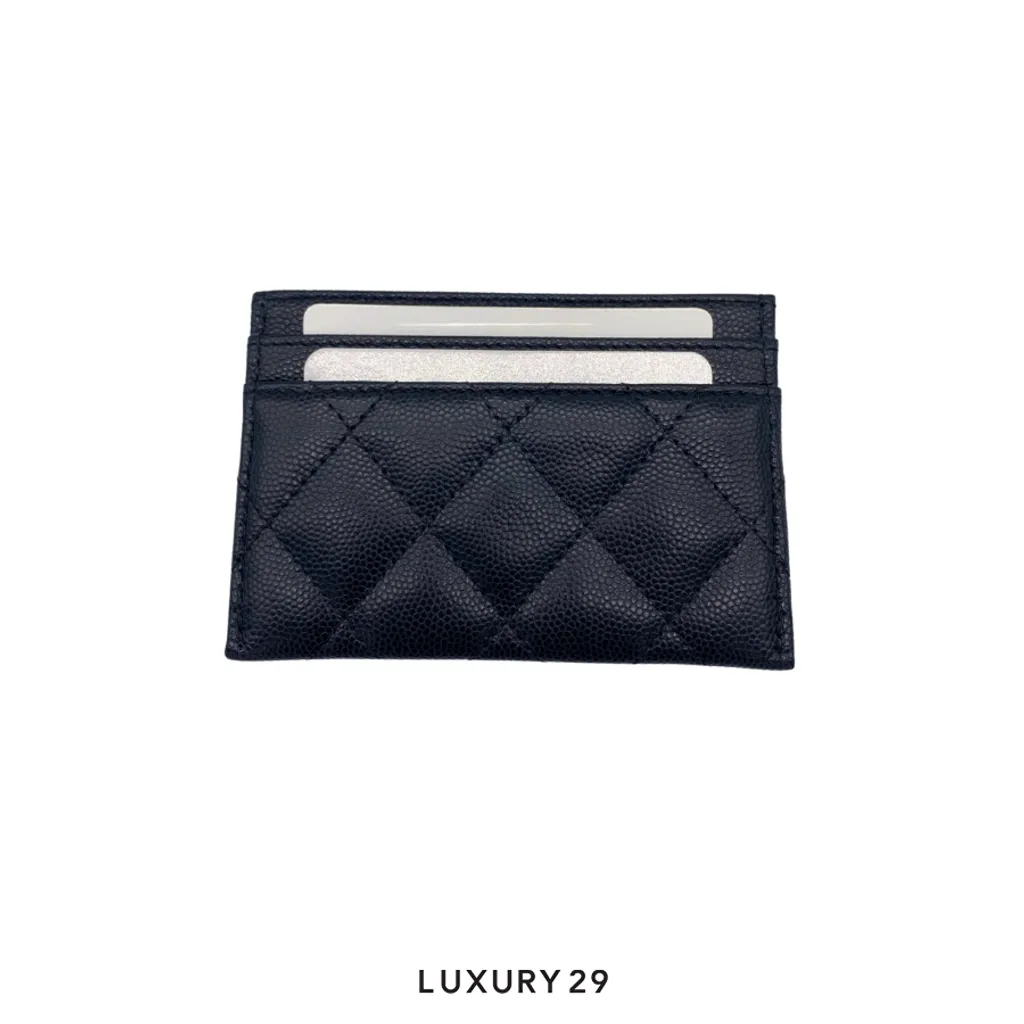 Chanel Card Holder Wallet Black Caviar with CC Logo(Small, Black)