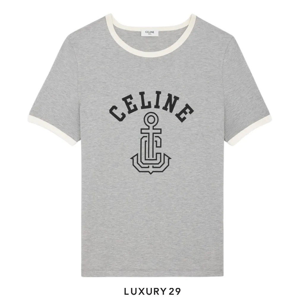 Celine anchor 70s t-shirt in cotton jersey Grey(XS, Grey)