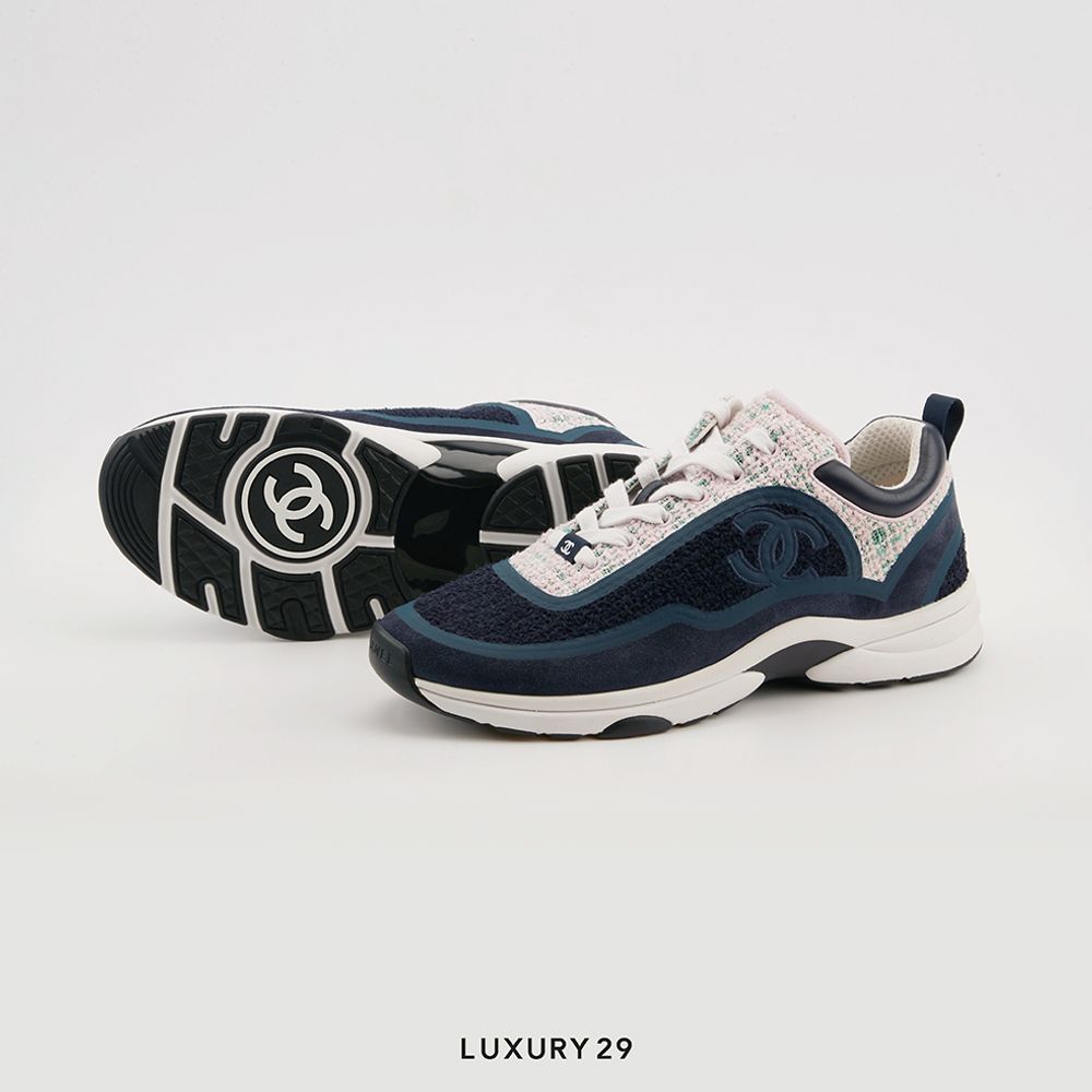 Chanel Sneakers Navy and Pink(42, Blue)
