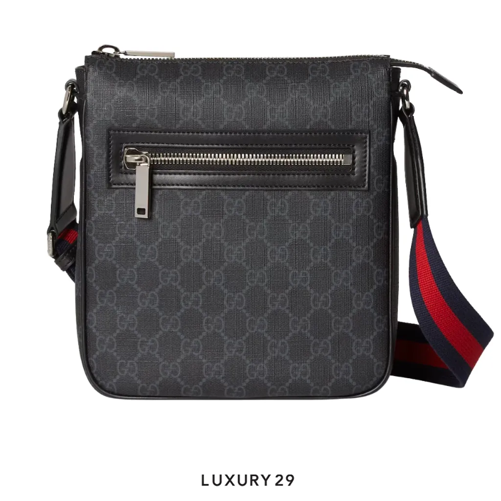 Gucci GG Black small messenger bag Black GG Supreme canvas(Small, Black)