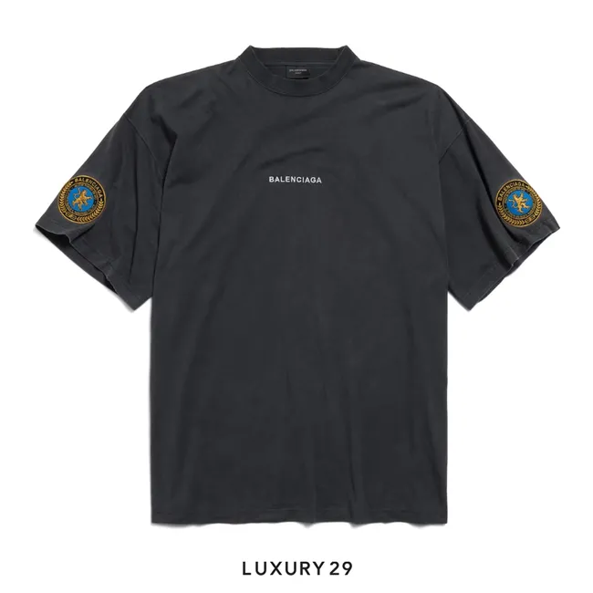 Balenciaga Men's Uniform Merch Oversized T-shirt in Black Faded