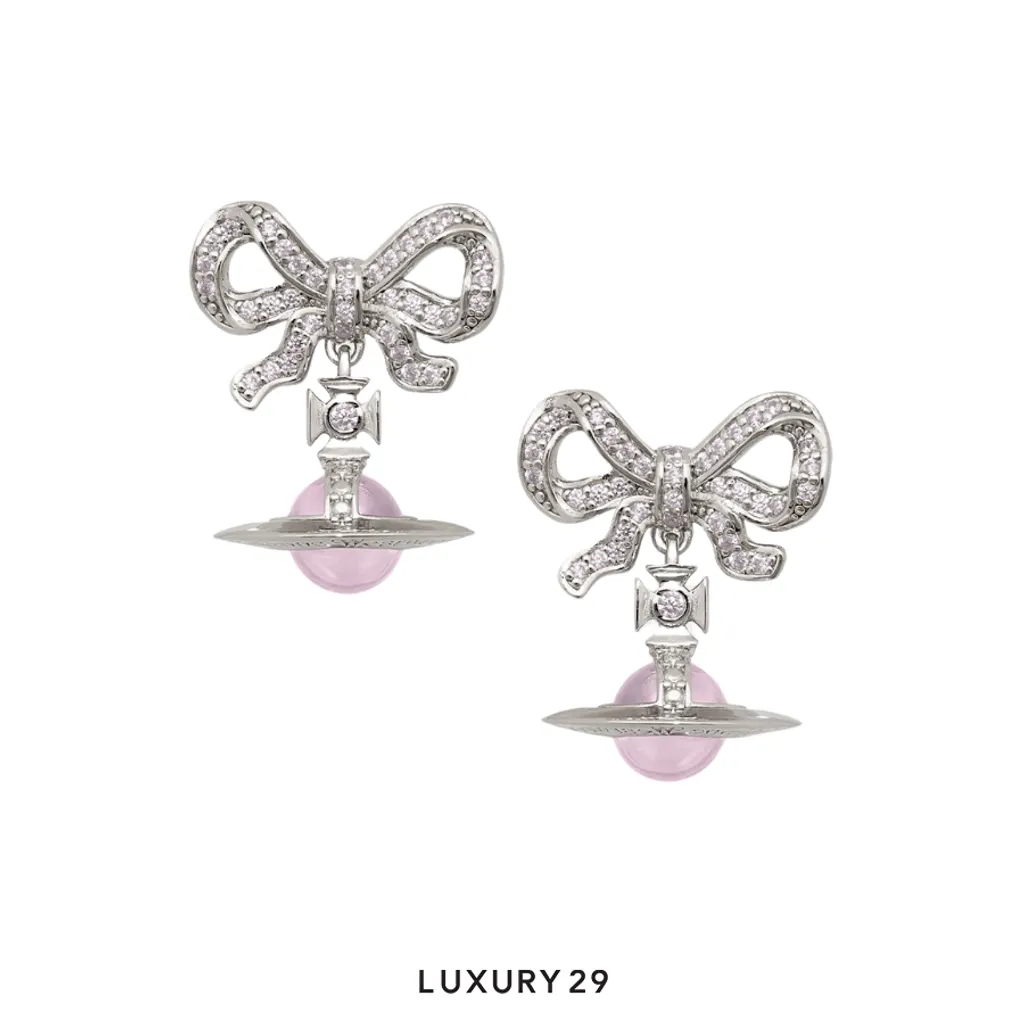 Vivienne westwood Octavie Earrings platinum pink pink cz(Free Size, Pink)