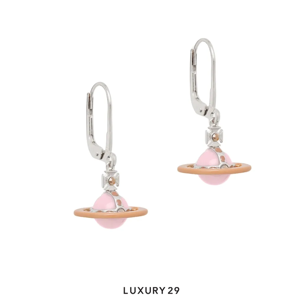 Vivienne Westwood petite original orb earings platinum mandarin milky(Free Size, Orange)