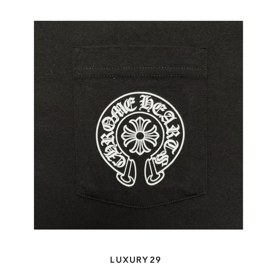Chrome Hearts Miami Exclusive Horsehoe Logo Pocket Short Sleeve Tee Shirt Black(S, Black)