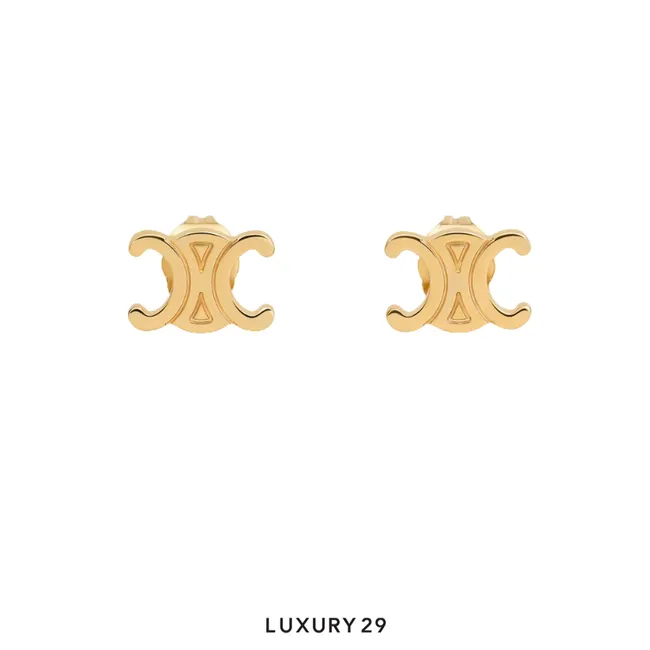 Celine Triomphe earring set, brass with gold plating