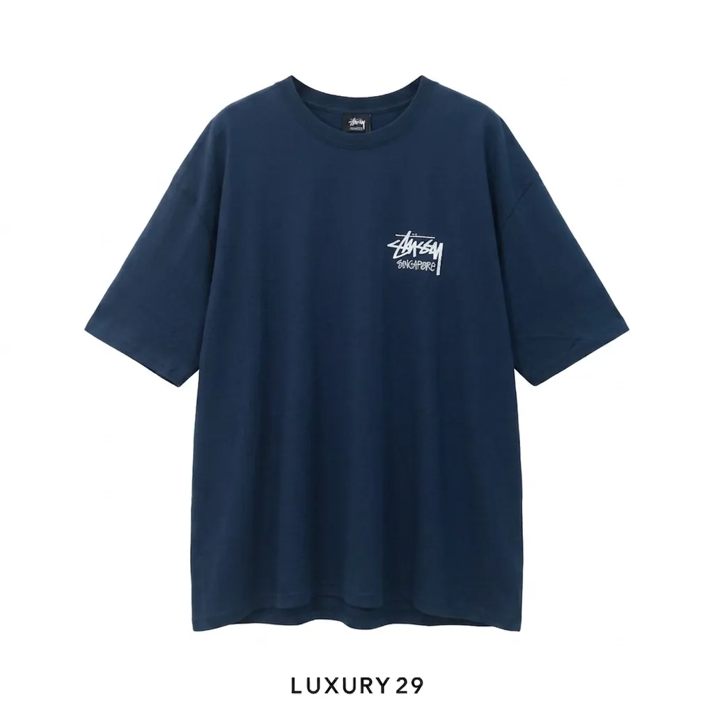 Stussy Exclusive Singapore tee Navy(2XL, Blue)