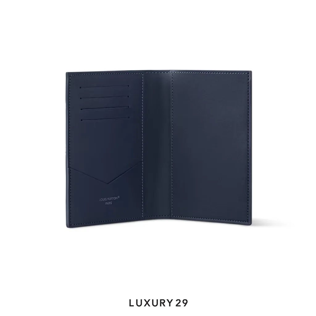 Louis Vuitton LV Passport Cover Monogram Shadow embossed calf leather Navy Blue(Small, Blue)