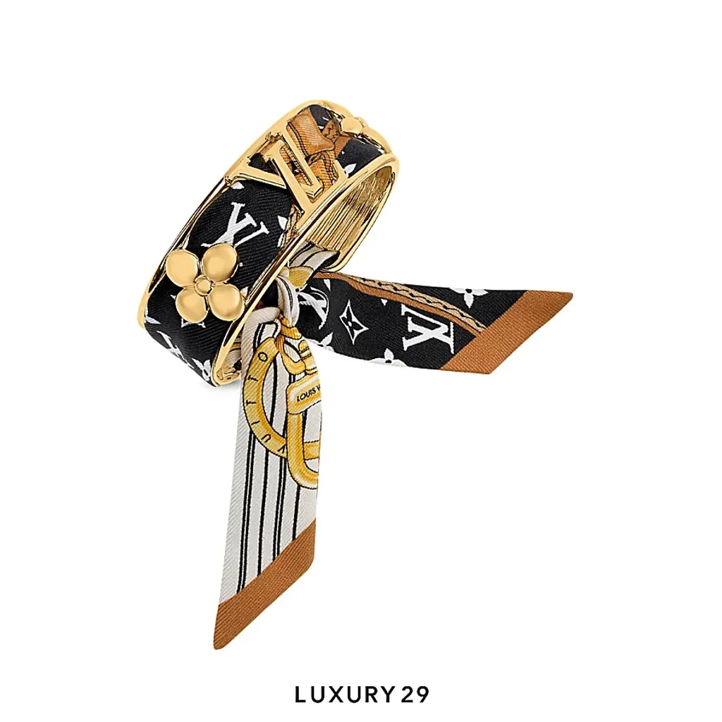 Louis Vuitton LV Initiales Silk Bracelet Black(Free Size, Black)