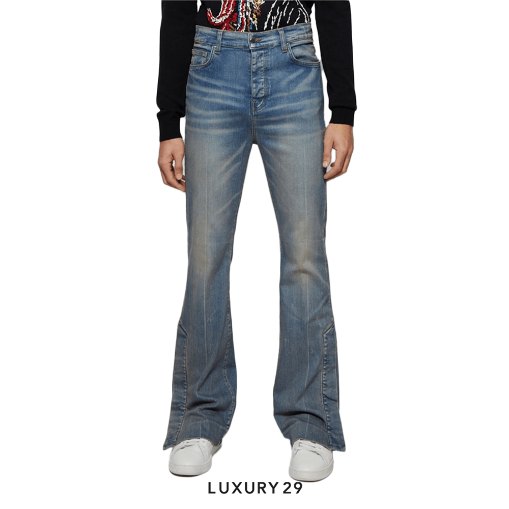 Amiri Paint Splatter Flare Jean 'Clay Indigo'(L, Blue)